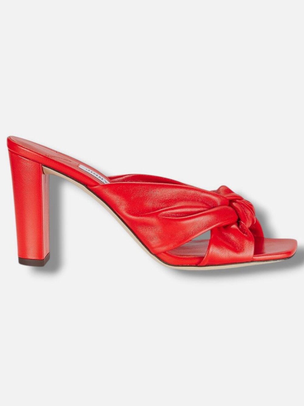Jimmy Choo Womens Red Avenue 85MM Knotted Leather Sandals Size 37